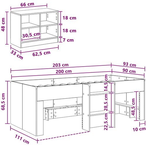 Loft krevet s ormarom 3 kom. Hrast artisan Konstruirano drvo Slike