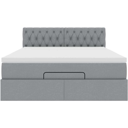 VidaXL Otomanski krevet s madracem svjetlosivi 140x190 cm od tkanine Slike
