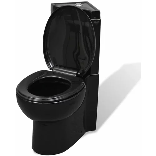 vidaXL kutna crna WC školjka od keramike