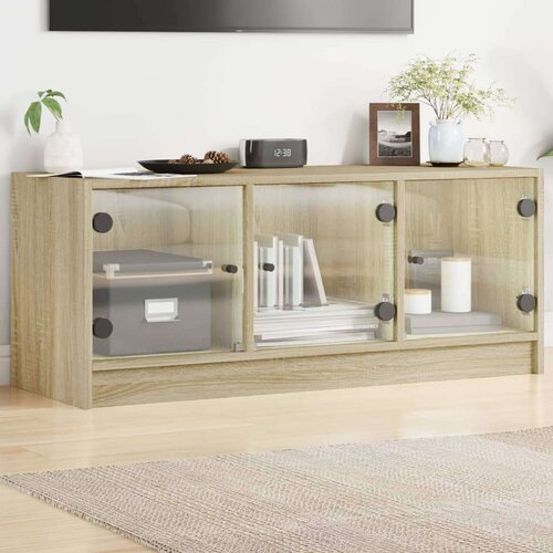 TV omarica s steklenimi vrati sonoma hrast 102x37x42 cm Slike