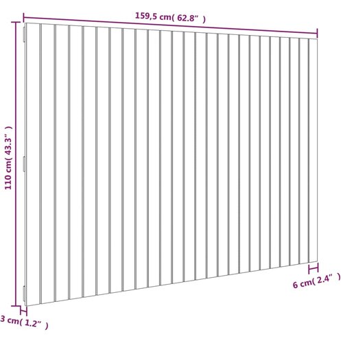  Zidno uzglavlje crni 159,5x3x110 cm od masivne borovine Slike