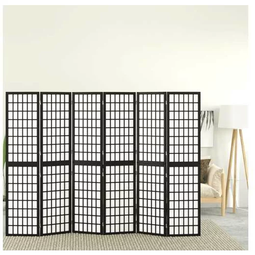  Zložljiv 6-delni paravan japonski stil 240x170 cm črne barve