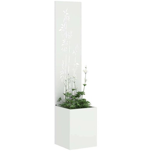 VidaXL Vrtni Sadič s Dekorativnom Pločom Bijelo 32 x 140 cm Slike