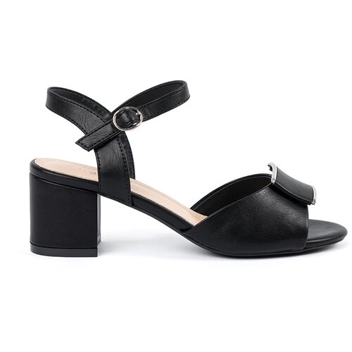 Sergio Leone Women's heeled sandals with an open heel black Cene