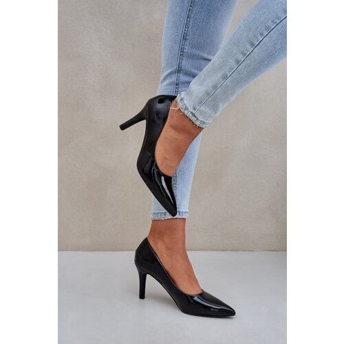 PS1 Stiletto Heels Made Of Patent Eco Leather Black Sanalitia Slike