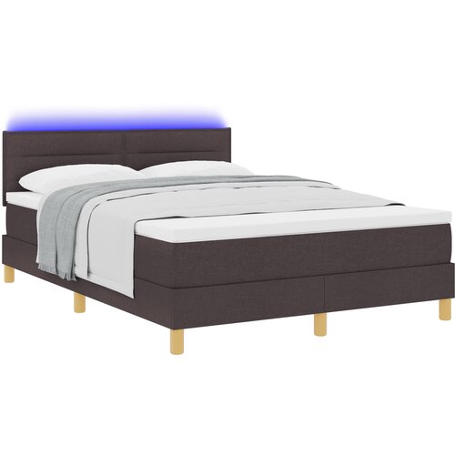 vidaXL Postelja s podstavkom z vzmetnico in LED temno rjava 160x200 cm iz tkanine, (22083547) Cene