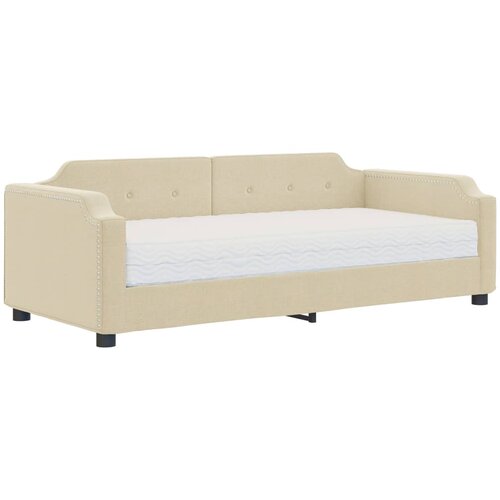  Dnevni krevet s madracem krem 100 x 200 cm od tkanine Slike