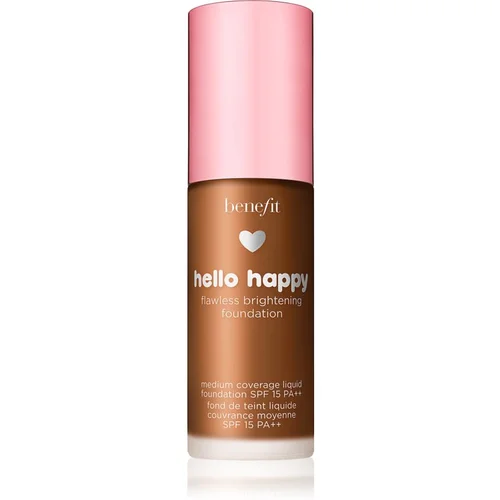 Benefit Hello Happy Flawless Brightening Foundation posvjetljujući tekući puder SPF 15 nijansa 10 Deep Warm 30 ml