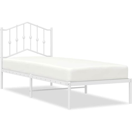  Metalni okvir za krevet s uzglavljem bijeli 80x200 cm Slike