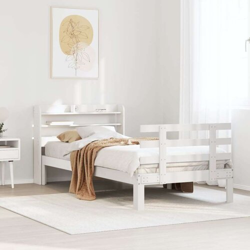 VidaXL Posteljni okvir z vzglavjem brez vzmetnice bel 100x200 cm Slike