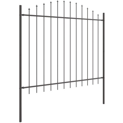 VidaXL panel ograje z zakovico set 6 siva pra&amp;scaron;no lakirano jeklo Slike