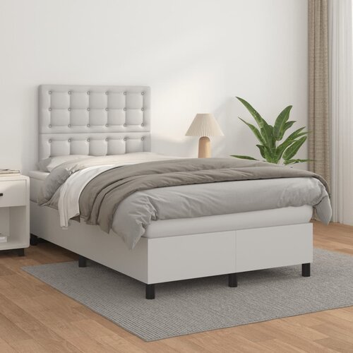 The Living Store Box spring postelja z vzmetnico bel 120x200 cm umetno usnje - Box Spring Postelja, (21516869) Slike