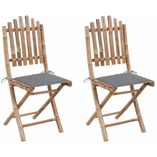 vidaXL Sklopive vrtne stolice s jastucima 2 kom od bambusa