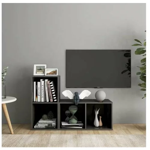 TV omarice 2 kosa visok sijaj sive 72x35x36,5 cm iverna plošča
