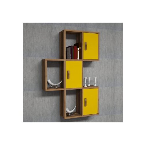 Hanah home zidna polica flora walnut yellow Cene
