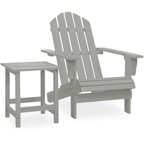 The Living Store Vrtni stol Adirondack z mizo trden les jelke siv - Vrtni Stol, (21473284) Cene