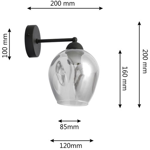  Zidna lampa LILI 1xE27/15W/230V crna/siva Slike