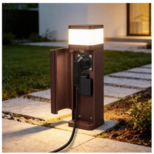Brilagi Spolja&amp;scaron;nja lampa sa 2 SCHUKO utičnice PILLAR 1xG9/11W/230V IP44 braon Slike