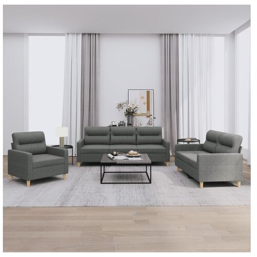 VidaXL 3-dijelni set sofa s jastucima tamnosivi od tkanine Slike