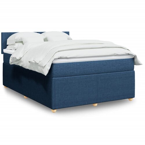 VidaXL Box spring postelja z vzmetnico modra 140x190 cm blago Slike