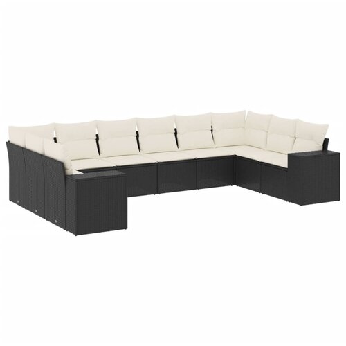  10-dijelni set vrtnih sofa s jastucima crni od poliratana Crna 83 x 62 x 69 cm Slike
