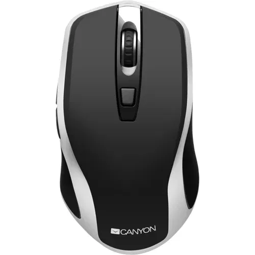  2.4GHz Wireless Rechargeable Mouse with Pixart sensor, 6keys, Silent switch for right/left keys,DPI: 800/1200/1600, Max. usage 50 hours for one time full charged, 300mAh Li-poly battery, Black -Silver, cable length 0.6m, 121*70*39mm, 0.103kg - CNS-CMSW19B