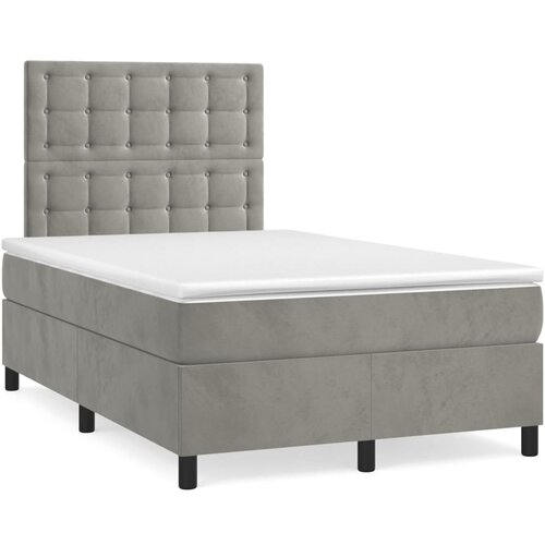 Krevet box spring s madracem LED svjetlosivi 120x190 cm tkanina Slike