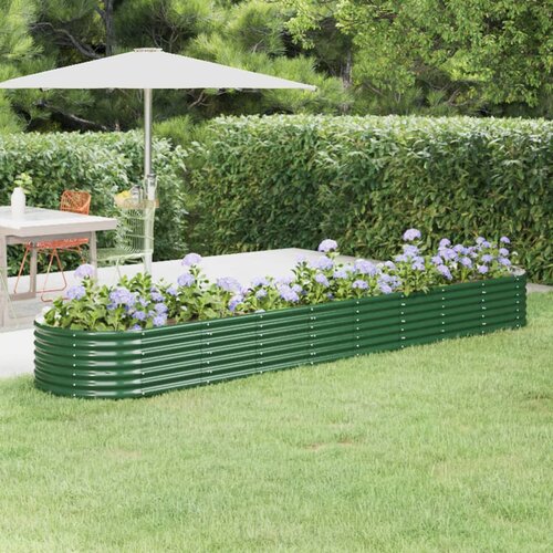 vidaXL visoka greda iz prašno premazanega jekla 368x80x36 cm zelena Cene