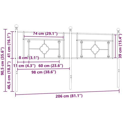  Metalno zamjensko uzglavlje bijelo 200 cm Slike