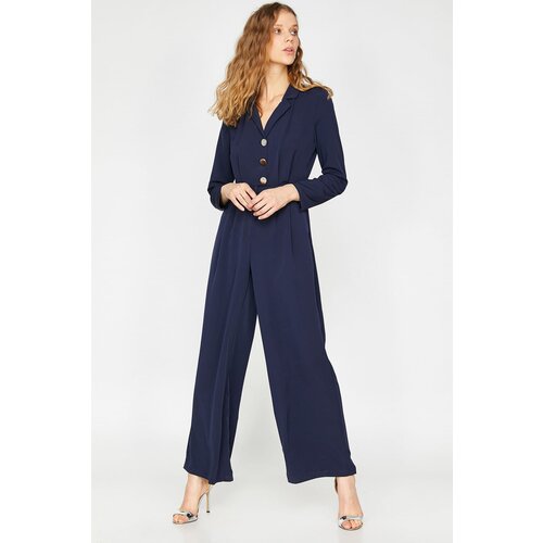 Koton Women&amp;#039;s Navy Blue Button Detailed Jumpsuit Slike