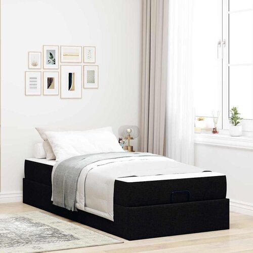 vidaXL Krevetna konstrukcija Crna 90 x 200 cm tkanina Cijene