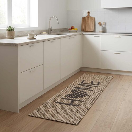  Kuhinjski Tepih Bež dom 150 x 45 cm 100% poliamid Mogu se prati Slike