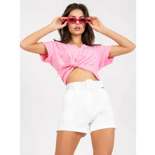 Fashion Hunters White shorts with belt and pockets