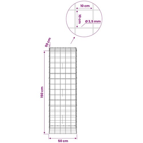  Gabion s žicom debljine 3,5 mm i mrežom 10x10 cm 50x50x150 cm Slike