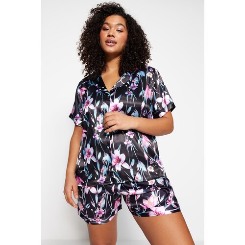Trendyol Curve Plus Size Pajama Set - Multi-color - Floral Slike