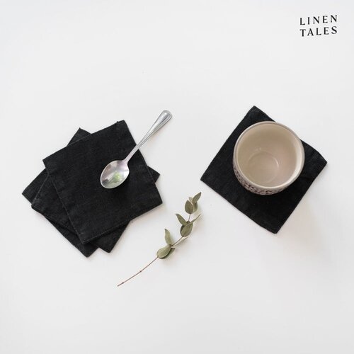 Linen Tales Črni tekstilni podstavki za kozarce v kompletu 4 ks – Linen Tales Cene