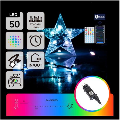 Aigostar led rgbicw spoljni lanac 50xLED/10W/230V 5m IP44 + daljinski upravljač Cene