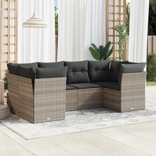 vidaXL 6-dijelni set vrtnih sofa od poliratana s jastucima svjetlosivi Cijene