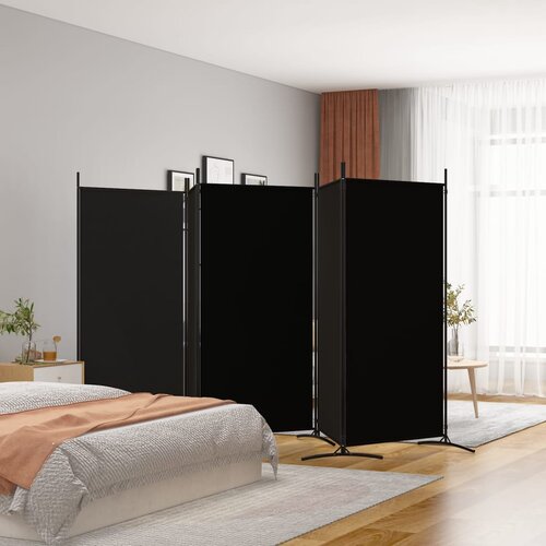 VidaXL Sobna pregrada s 5 panela crna 433x180 cm od tkanine Slike