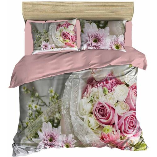  113 pinkgreenwhite double quilt cover set Cene