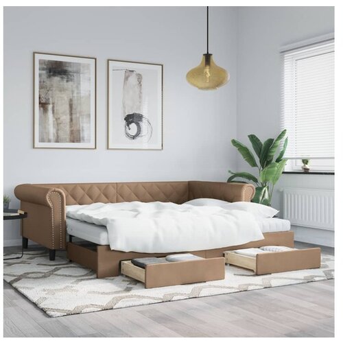 vidaXL Izvlečna dnevna postelja s predali kapučino 90x200 cm Cene