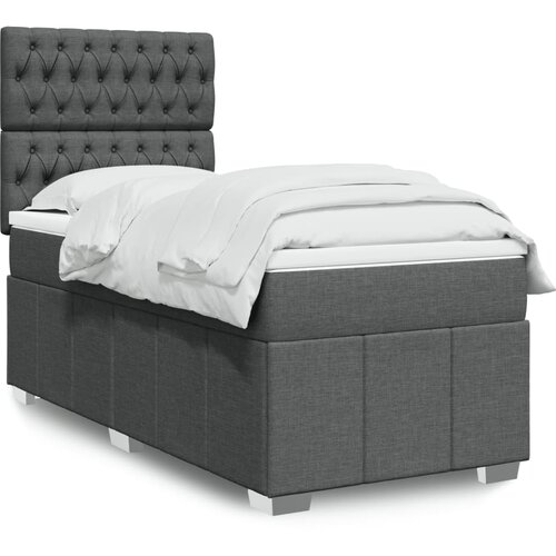 vidaXL Box spring postelja z vzmetnico temno siva 80x200 cm blago Cene