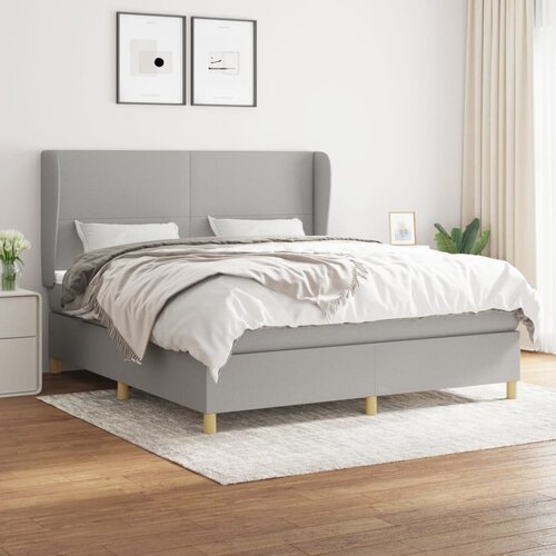The Living Store Box spring postelja z vzmetnico svetlo siva 180x200 cm blago - Box Spring Postelja, (21517318) Slike