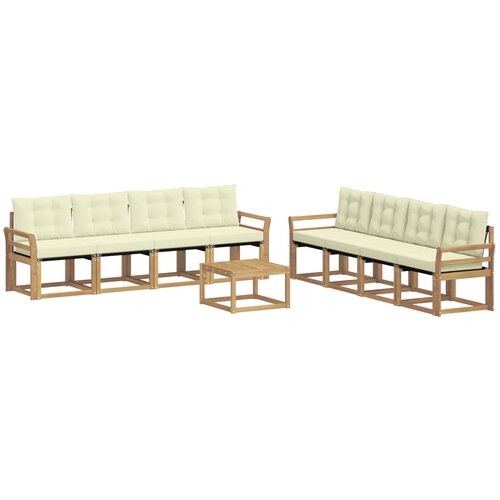 vidaXL Zunanja garnitura za sedenje z blazino 9 pcs Bela in krem, (5000272618) Cene