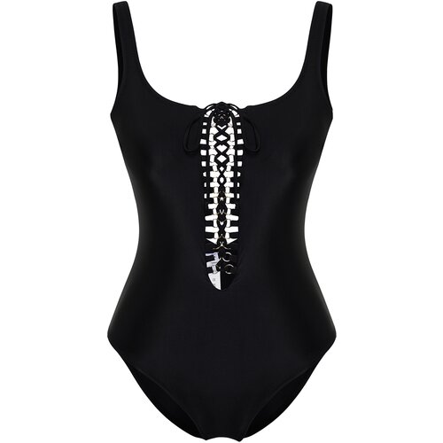 Trendyol Black Square Neck Accessory Swimsuit Slike