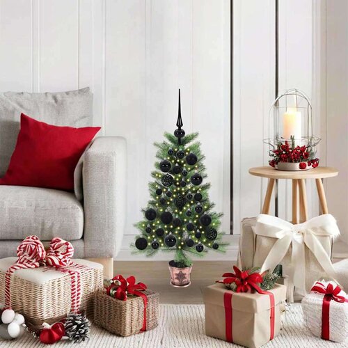 vidaXL Božično drevo med 150 LED z stojalom Zelena 65 cm PE Cene