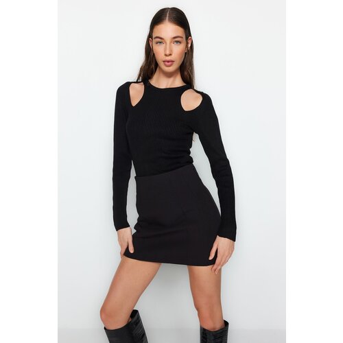 Trendyol Black Window/Cut Out Detailed Knitwear Sweater Slike