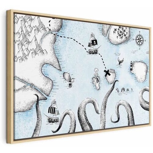  Slika - Treasure Map (1 Part) Wide 90x60 U prirodnom drvenom okviru Cijene