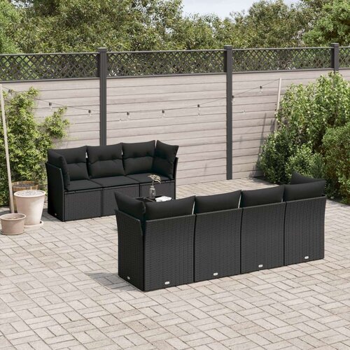  8-dijelni set vrtnih sofa od poliratana s jastucima crni Cene