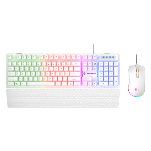 Rampage Tastatura + mi&scaron; gaming KM-RX7 Fortuna V2 Rainbow Lighting USB White Gaming Combo Us Layout English Gaming Keyboard 12800 DPI Mouse, 42578 Cijene